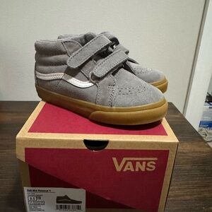 Vans Kids Gray High-Top Sneakers with Tan Soles